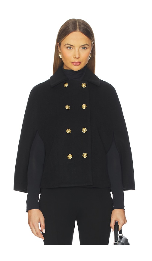 Alice And Olivia Reynalda Double Breasted Mini Cape In Black