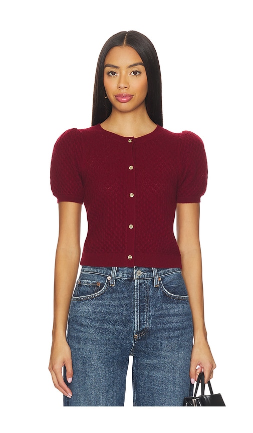 Alice And Olivia Sabine Crop Cardigan In Burgundy