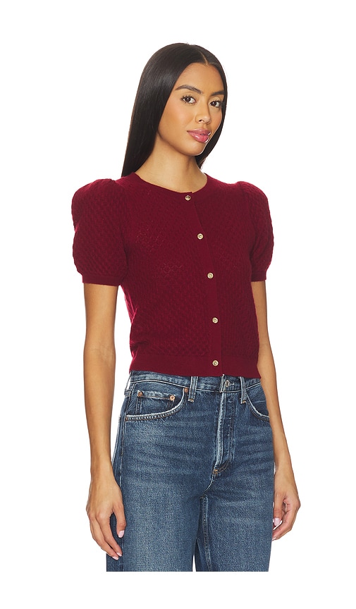 Alice And Olivia Sabine Crop Cardigan In Burgundy