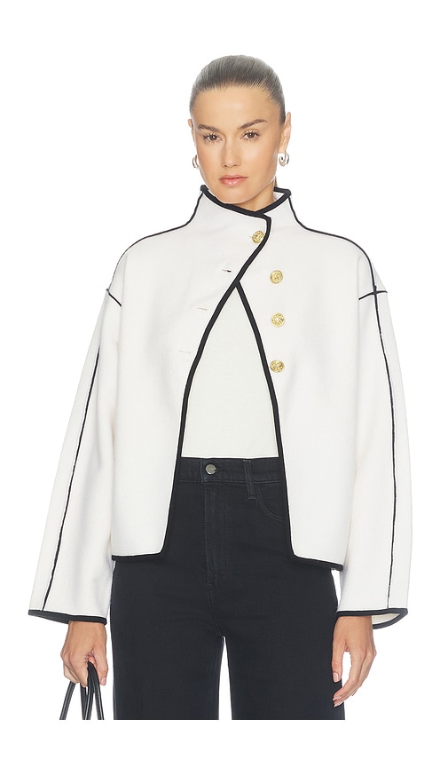 Pearson Collared Sweater Jacket by Alice + Olivia in Soft White Black
