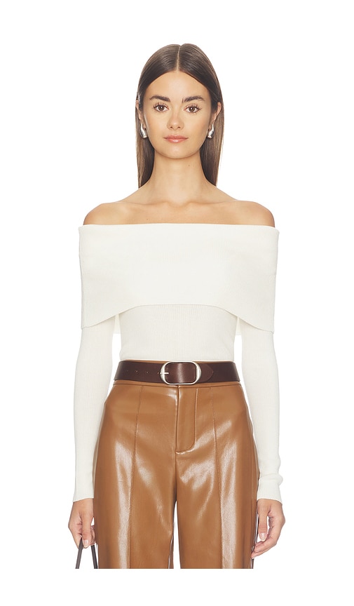 Dolan Foldover Longsleeve Pullover by Alice + Olivia in Soft White