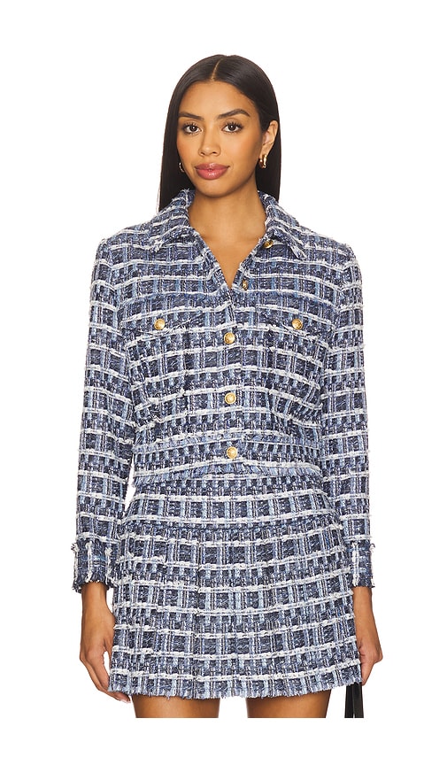 Chloe Cropped Boxy Jacket in Blue. - size XS (also in L, M, S)