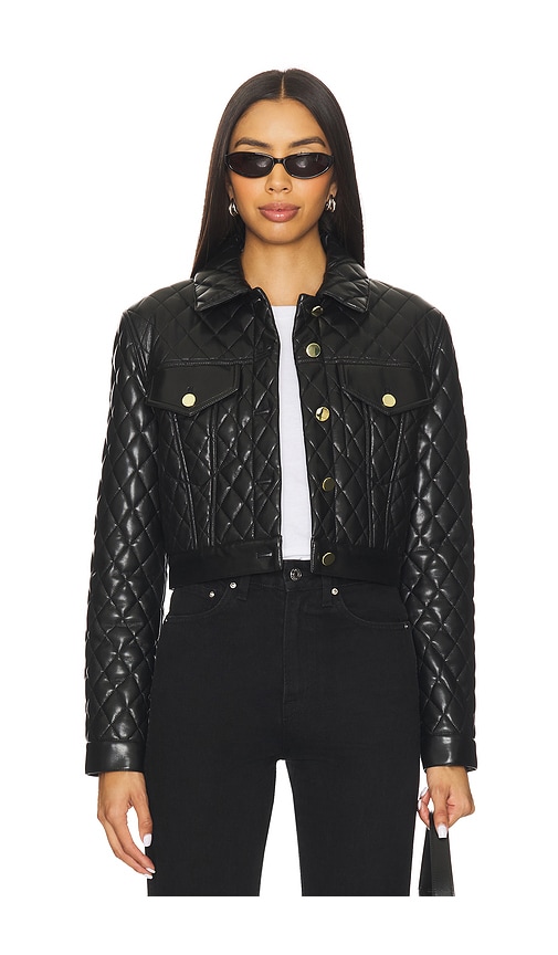 Alice And Olivia Chloe Quilted Faux Leather Jacket In Black