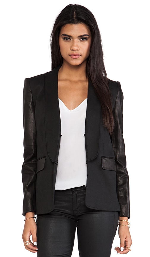 Black blazer leather clearance sleeves