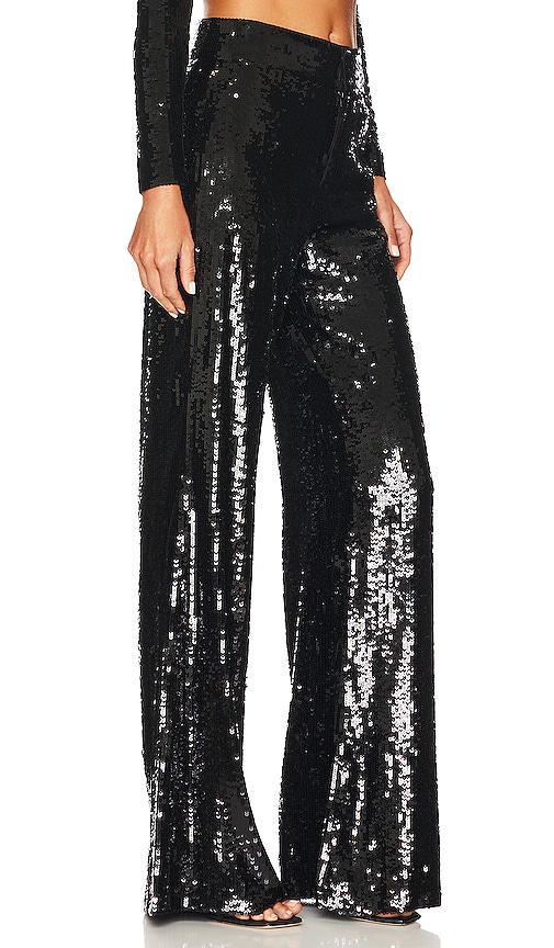 Shop Alice And Olivia Dylan Sequin Pant In Black