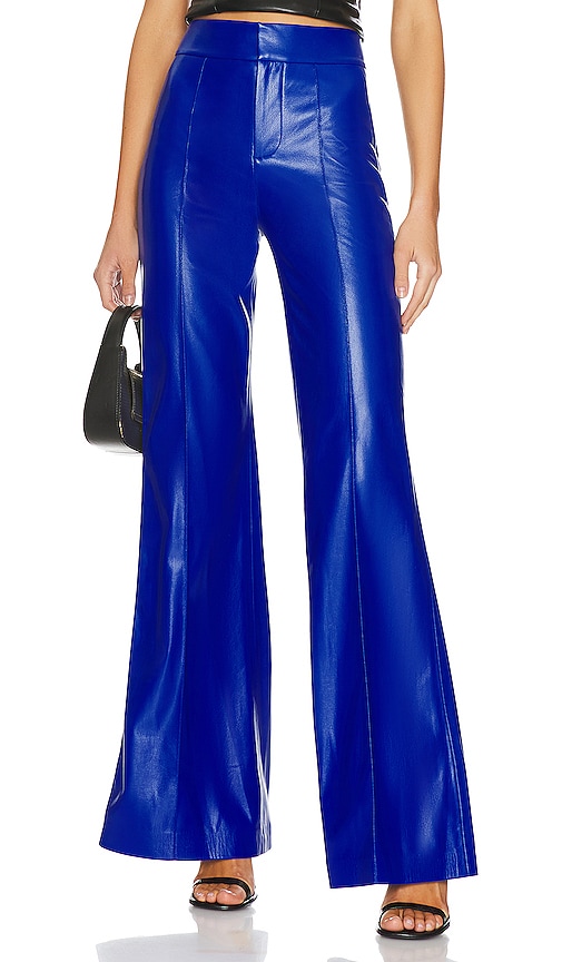Alice + Olivia Dylan Vegan Leather Wide Leg Pant in Royalty 