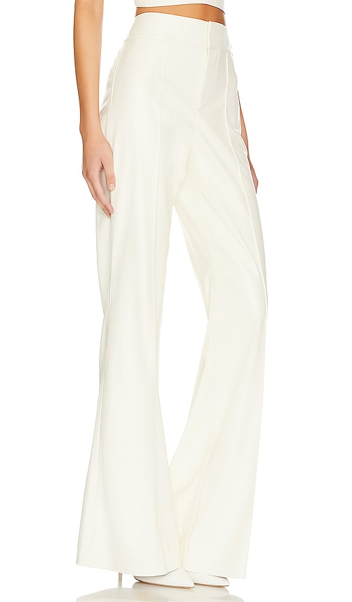 Shop Alice And Olivia Dylan Faux Leather Pant In Ecru