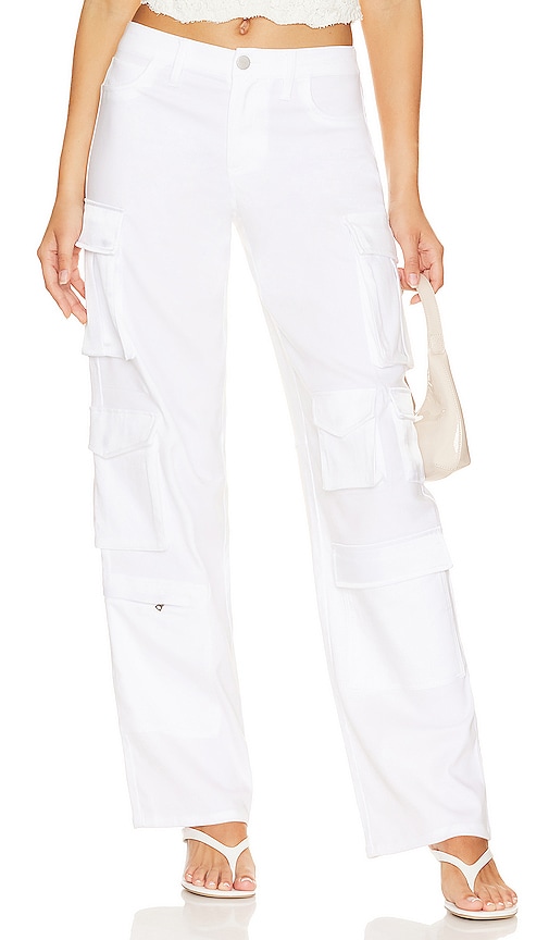 Alice + Olivia Luis 5 Pocket Cargo Pant in White | REVOLVE
