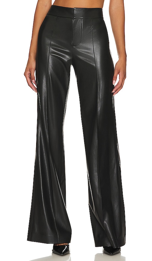 Shop Alice And Olivia Dylan Faux Leather Wide Leg In Black