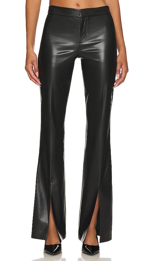 Black Faux Leather High Waist Flared Trousers - Tori – Rebellious Fashion