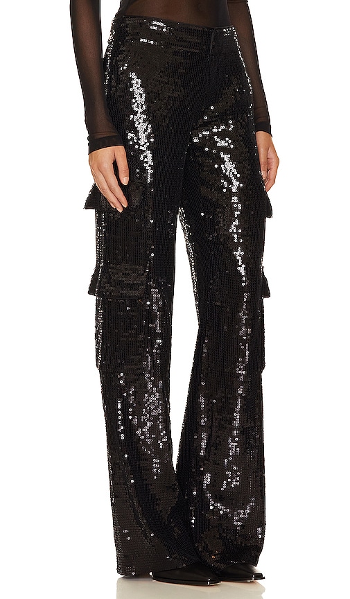 Shop Alice And Olivia Hayes Sequin Cargo Pant In Black