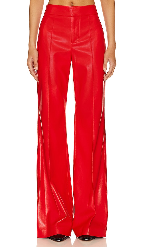 Alice And Olivia Dylan Faux Leather Pant In Bright Ruby