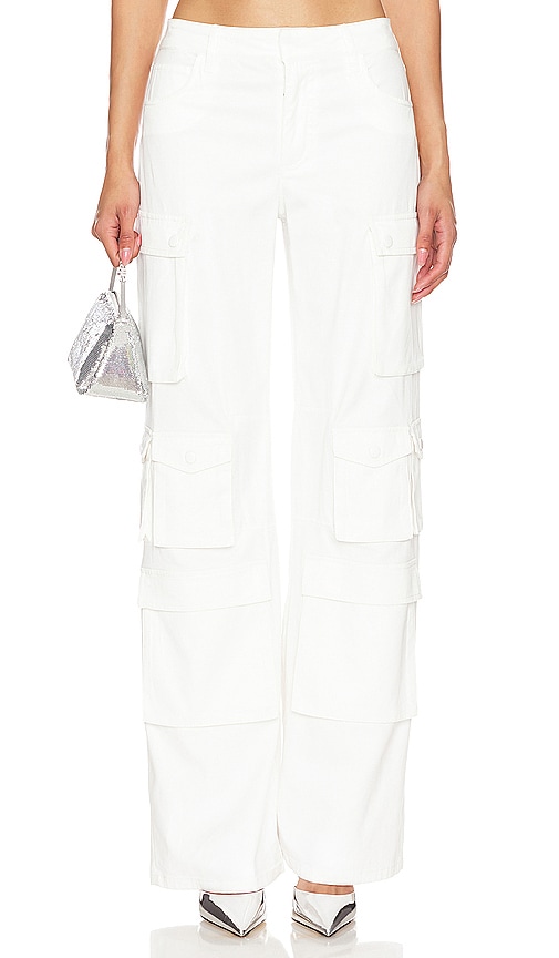 Alice And Olivia Olympia Baggy Cargo Trousers In 米白