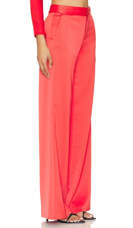 Shop Alice And Olivia Calvin Wide Leg Trouser In Bright Ruby