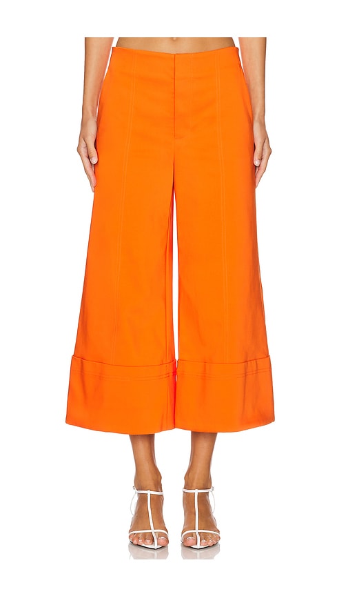 Shop Alice And Olivia Andra High Rise Wide Leg Cropped Cuff Pant In Light Mango