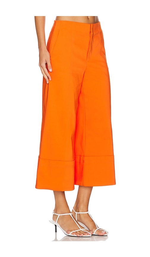 Shop Alice And Olivia Andra High Rise Wide Leg Cropped Cuff Pant In Light Mango