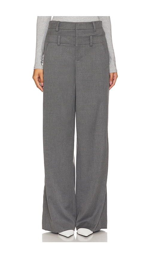 Shop Alice And Olivia Double Waist Trouser In Grey