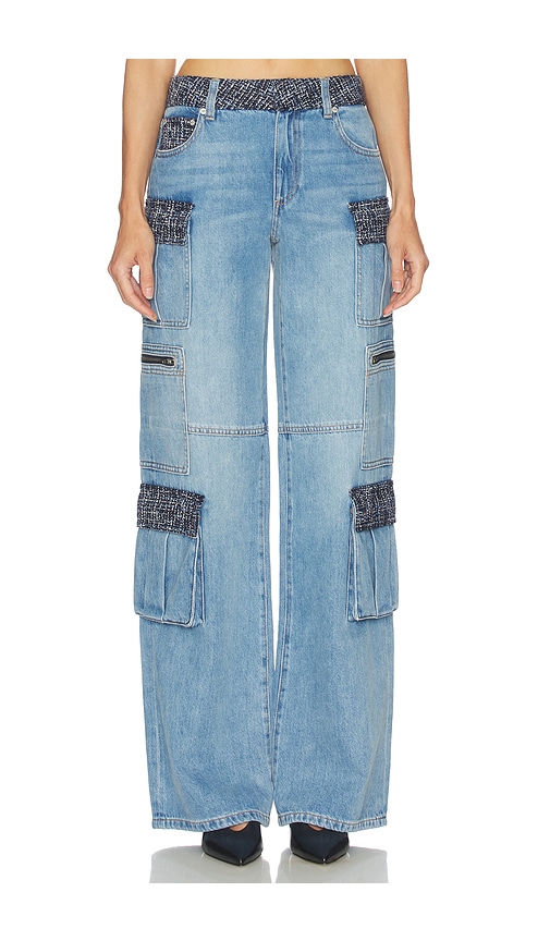 Alice And Olivia Cay Baggy Denim Cargo In Blue
