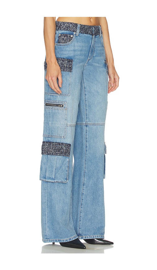 Alice And Olivia Cay Baggy Denim Cargo In Blue