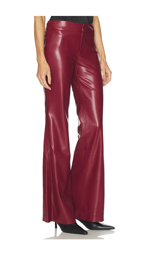 Alice And Olivia Andrew Vegan Leather Midrise Bootcut Slim Pant In Burgundy