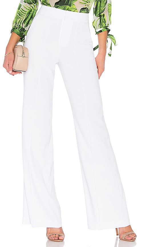 white fitted trousers