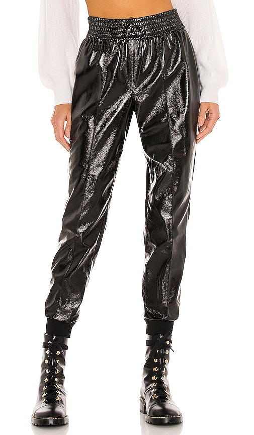 Alice + Olivia Tokyo Vegan Leather Hi Tech Jogger in Black | REVOLVE