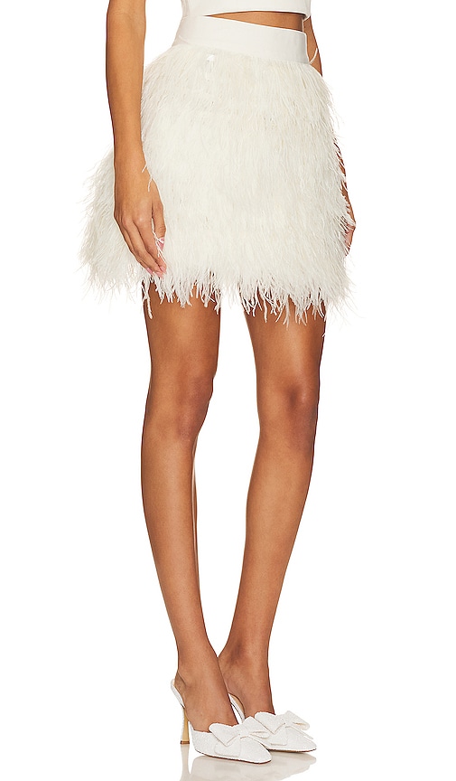 Shop Alice And Olivia Cina Feather Skirt In White