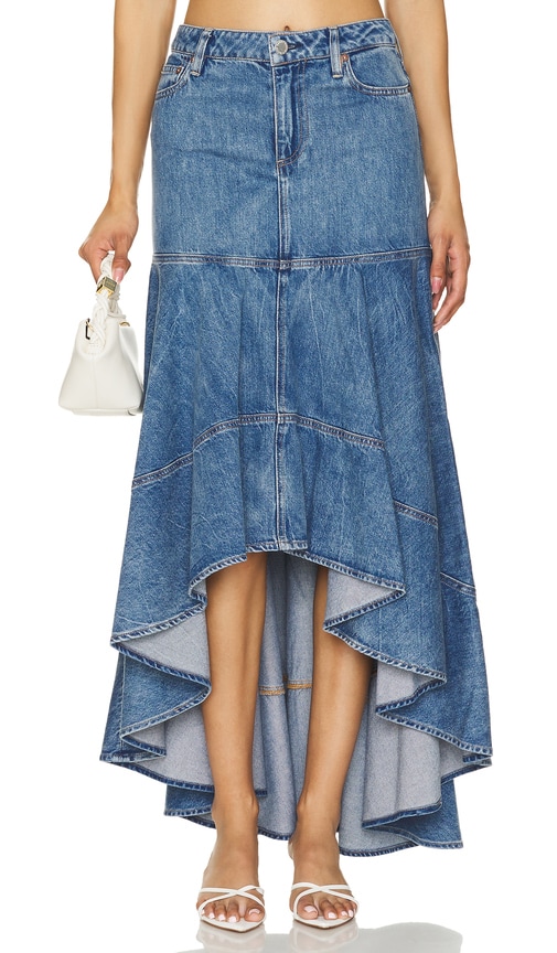 Shop Alice And Olivia Donella High Low Skirt In Brooklyn Blue