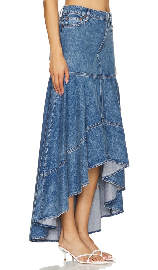 Shop Alice And Olivia Donella High Low Skirt In Brooklyn Blue