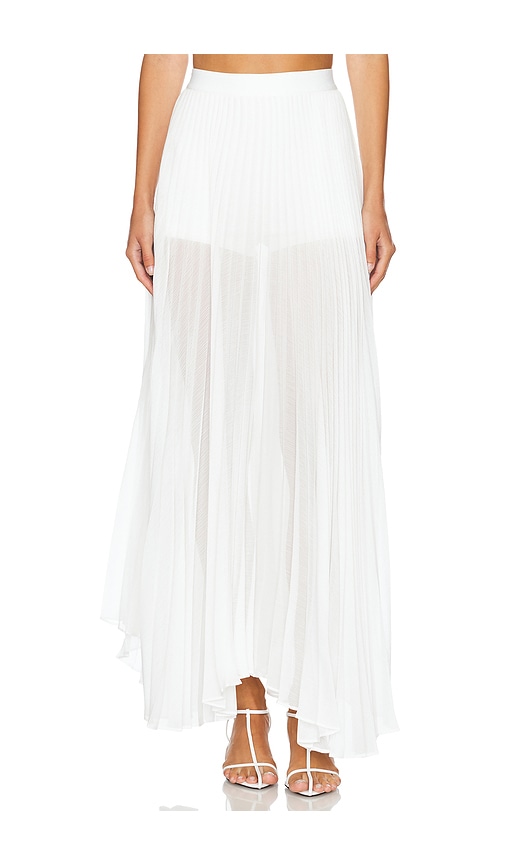 Alice + Olivia Katz Pleat Maxi Skirt With Hot Pant in Off White