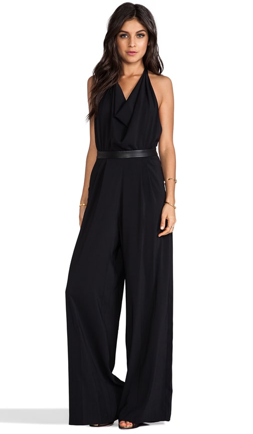 Danyl Open Back Disco Jumpsuit with Leather Waistband