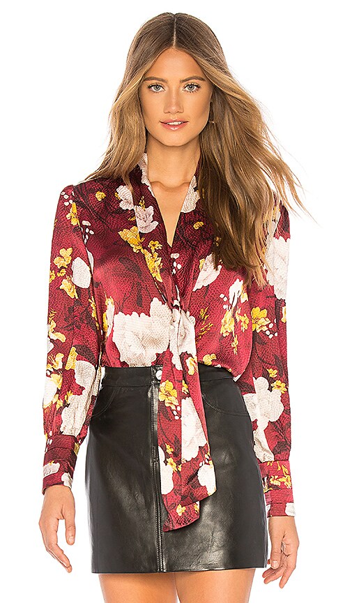 Alice + Olivia Crogan Blouse in Water Lotus Bordeaux