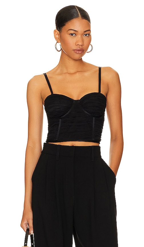 Alice And Olivia Damia Ruched Bustier Top In Black