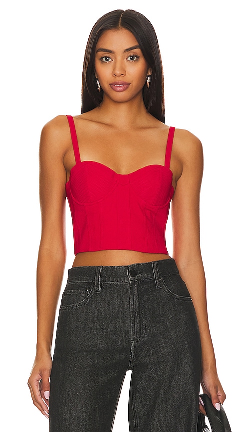 Alice And Olivia Adara Bustier Top In Perfect Ruby