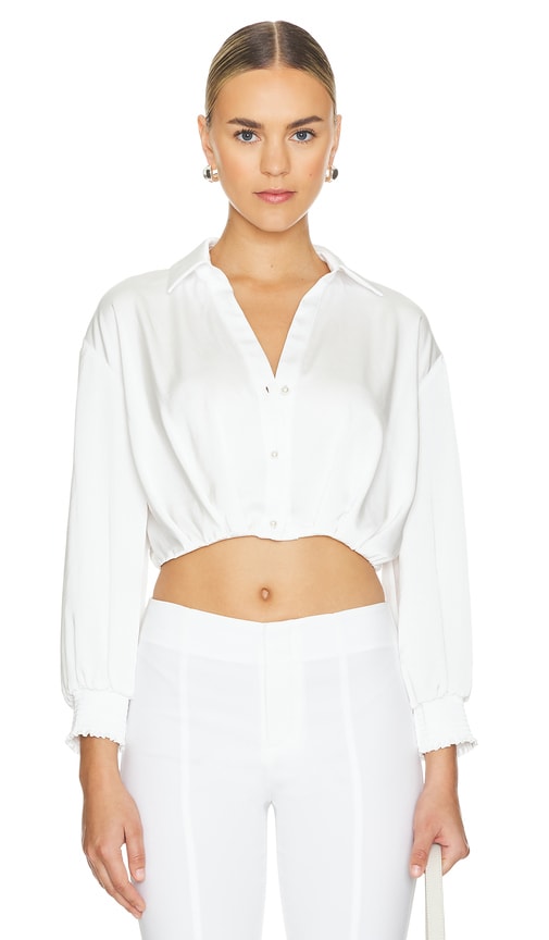 Shop Alice And Olivia Pierre Button Down In 米白