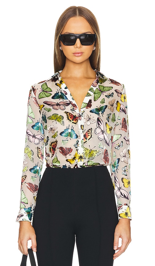 Shop Alice And Olivia Eloise Blouse In Boundless Butterfly