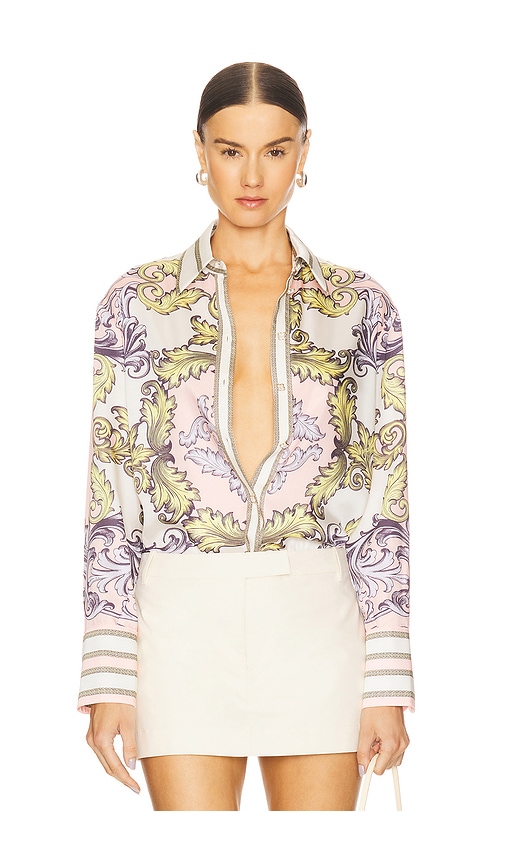 Lane Oversized Button Down in White,Blush. - size L (also in M, S) - Alice + Olivia - Modalova