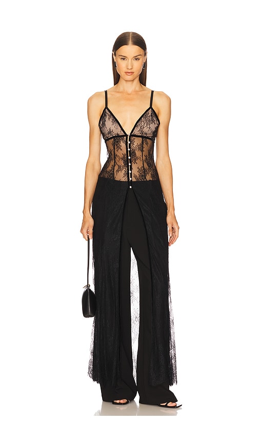 Alice And Olivia Melodie Lace Maxi Top In Black