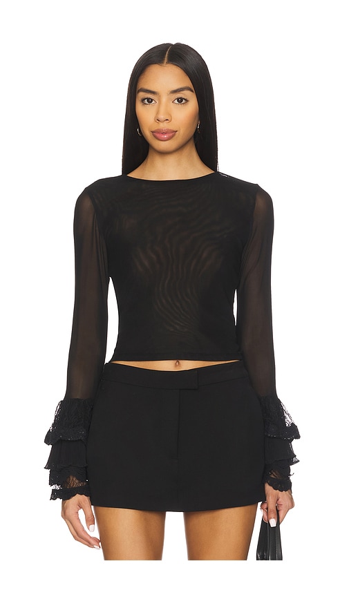 Alice + Olivia Alice + Olivia Delaina Long Sleeve Crop Top With Ruffle Cuff