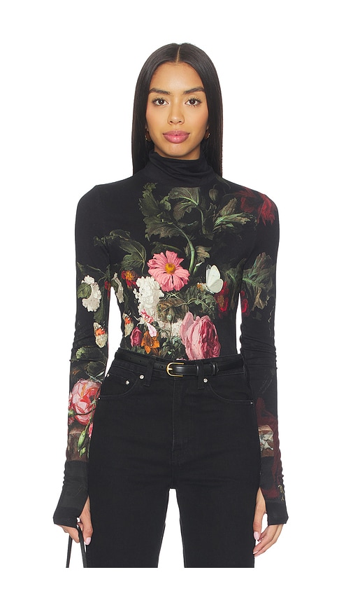 Alice And Olivia Delaina Long-sleeve Turtleneck Top In Black