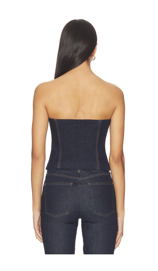  Alice + Olivia Kelcey Denim Strapless Vest Top En Color Azul Marino Talla 0  (también En 10, 12, 2, 4, 8). 