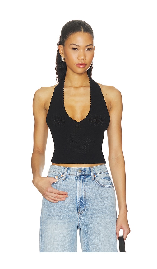 Pearl Pointelle Tie Back Halter Top