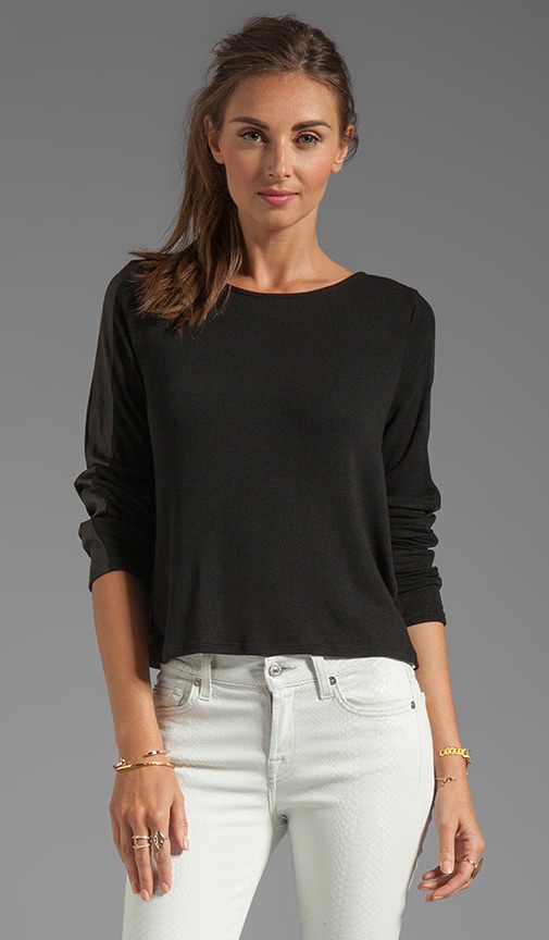 Leather Stripe Long Sleeve Tee