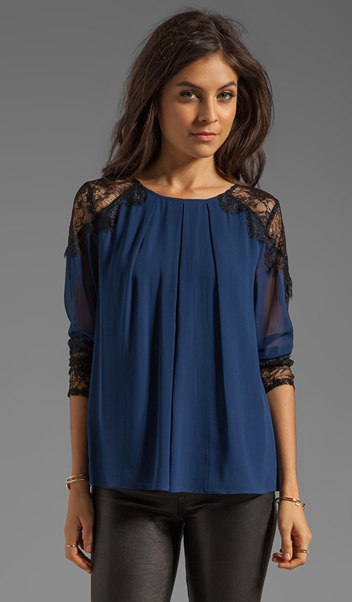 Danyelle Lace Shoulder Pleat Front Blouse