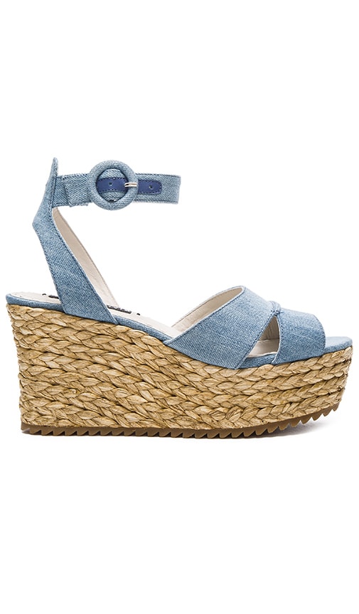 Alice + Olivia Roberta Sandal in Blue Denim Fabric | REVOLVE