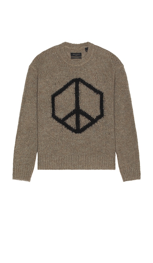 Allsaints Message Crew Neck Sweater In Gray