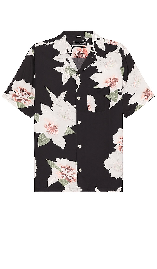 Alamein Relaxed Fit Floral Short Sleeve Button-up Camp Shirt In Jet Black