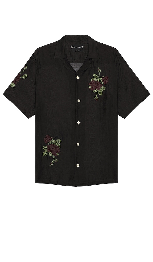 Allsaints Wildrose Short Sleeve Shirt In Black