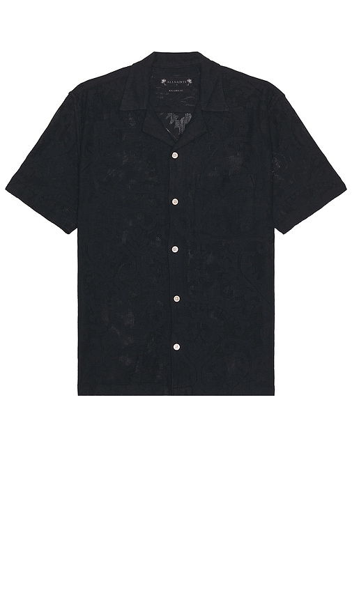 Shop Allsaints Cerrito Short Sleeve Shirt In 乌黑