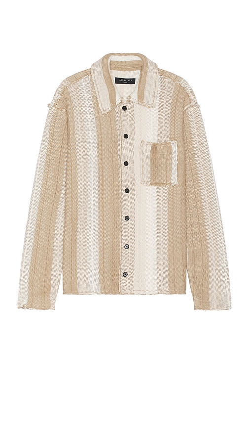 Shop Allsaints Truck Cardigan Shirt In Dust Taupe